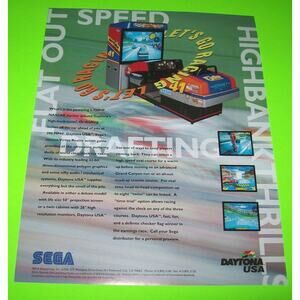 Daytona USA Arcade FLYER Original NOS Video Game Auto Racing Version 2 Vintage